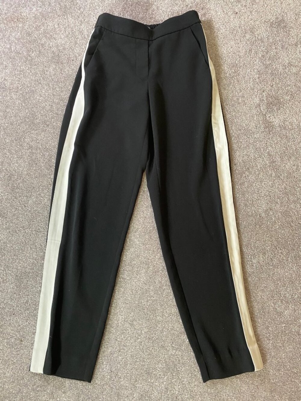 J.Crew Jamie Pants Black Ivory Side Stripe Polyester Blend Size 00